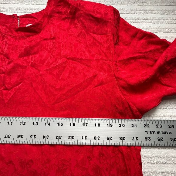 Vintage Stunt Collections Womens Red Jacquard Floral Silk Blouse Top Size Large - Picture 5 of 8